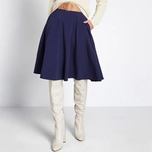 NWOT Modcloth Just This Sway A-line skirt 2x blue